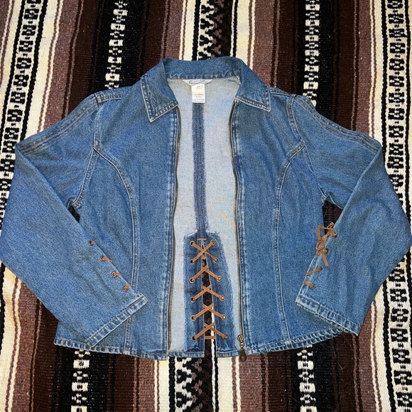 Laced Up Denim Jacket - Picture 1 of 4